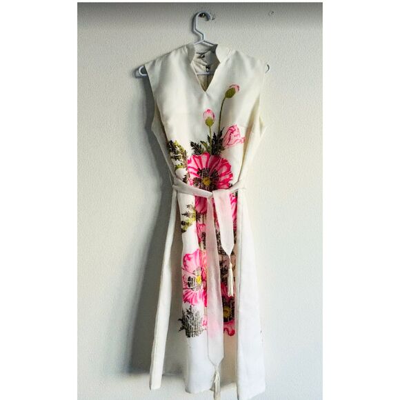 Vintage Alfred Shaheen Pink Poppy Mod Shift Dress - Picture 2 of 10